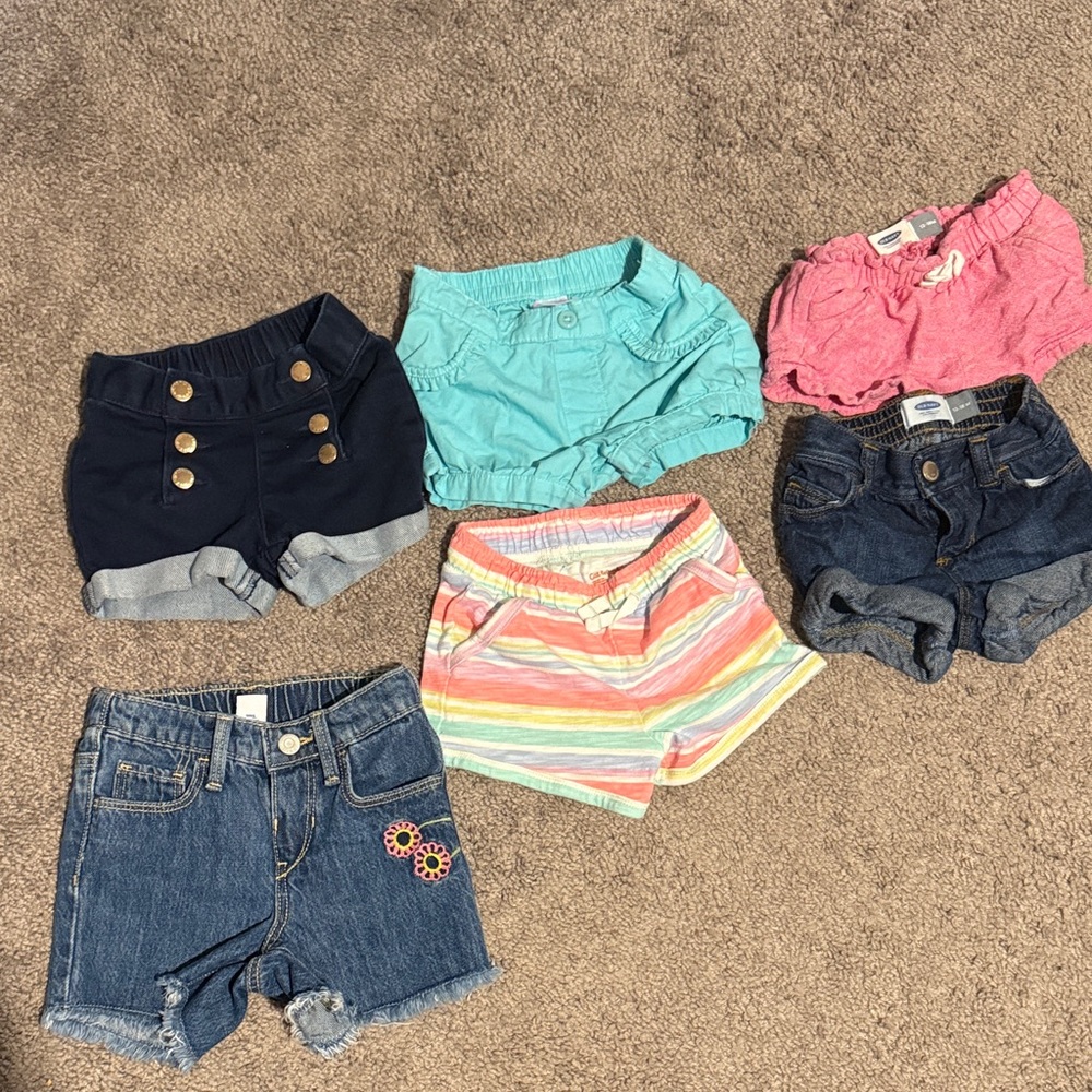 Old Navy Pink and Denim Baby Shorts Set